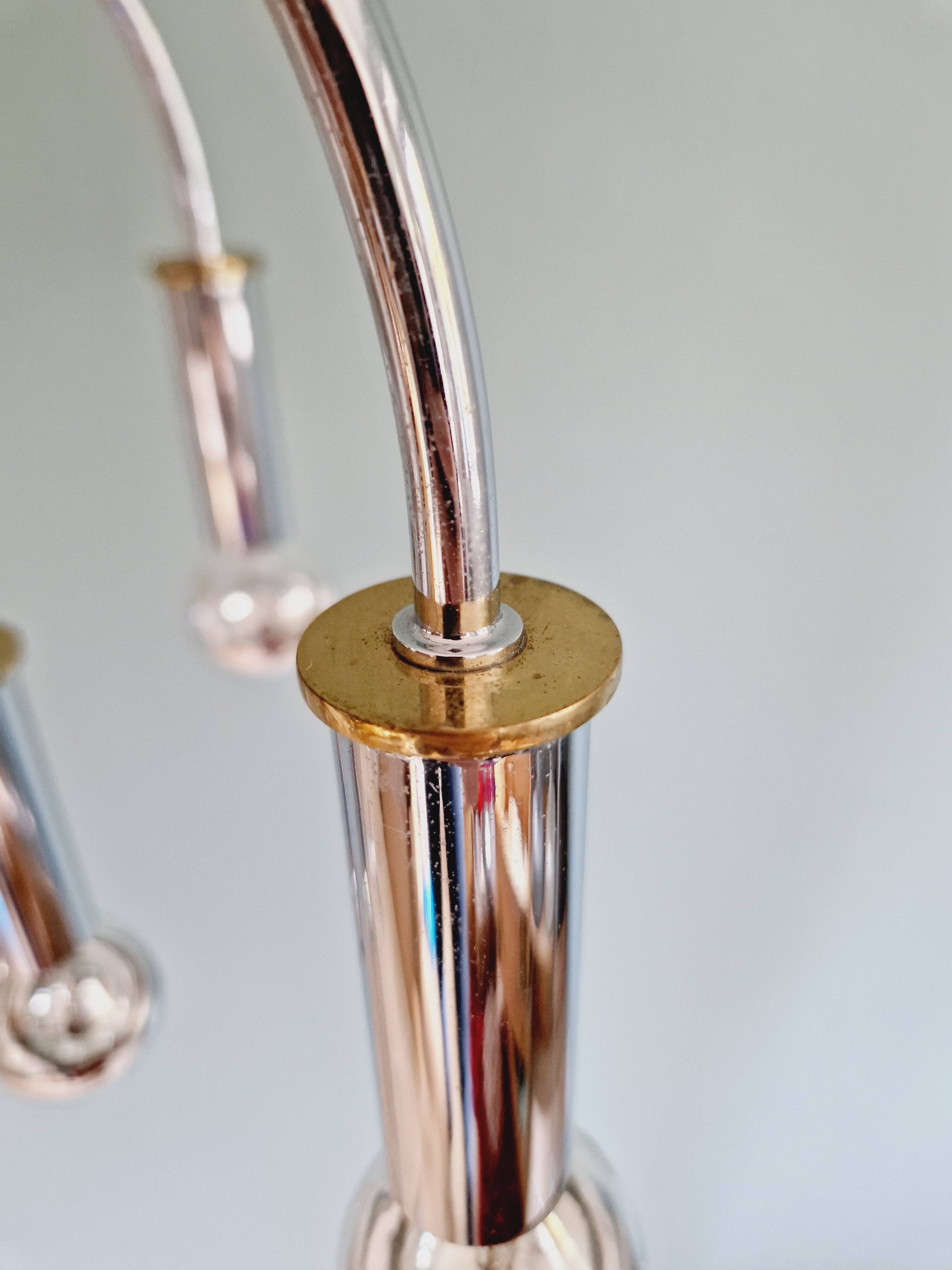 Lustre design en métal chromé et laiton, Schröder & Co, années 70