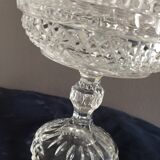 Diamond tip candy dish/sweetheart on crystal base, 1970