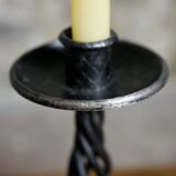 Pair of brutalist wrought iron candlesticks