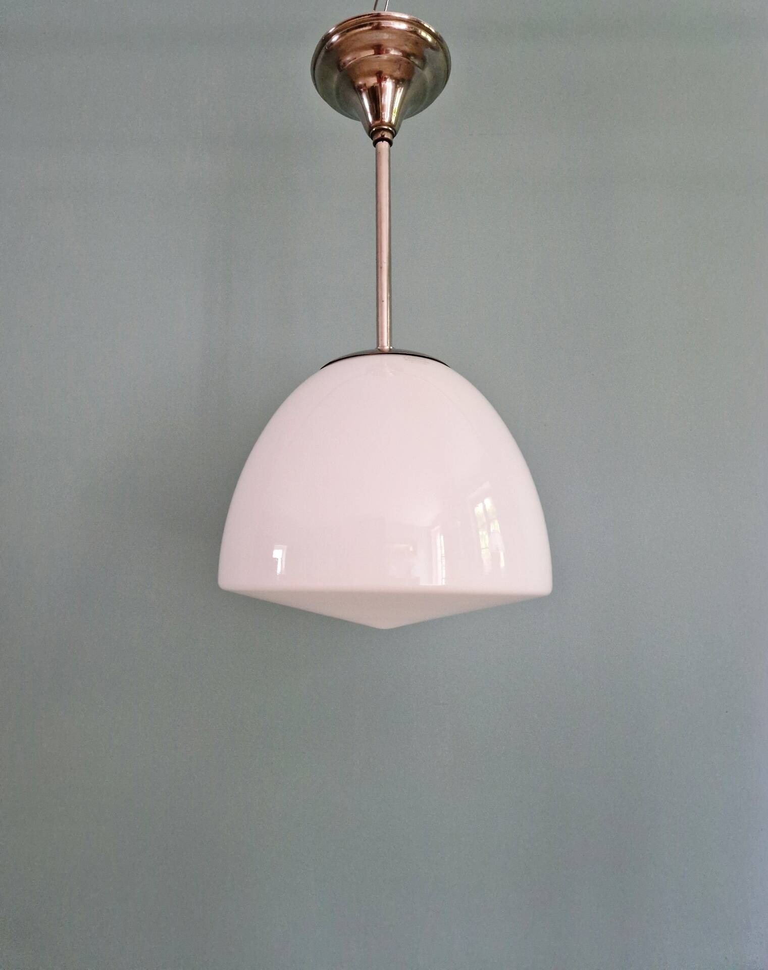 Bauhaus suspension by Philips in white opaline, 1930s.