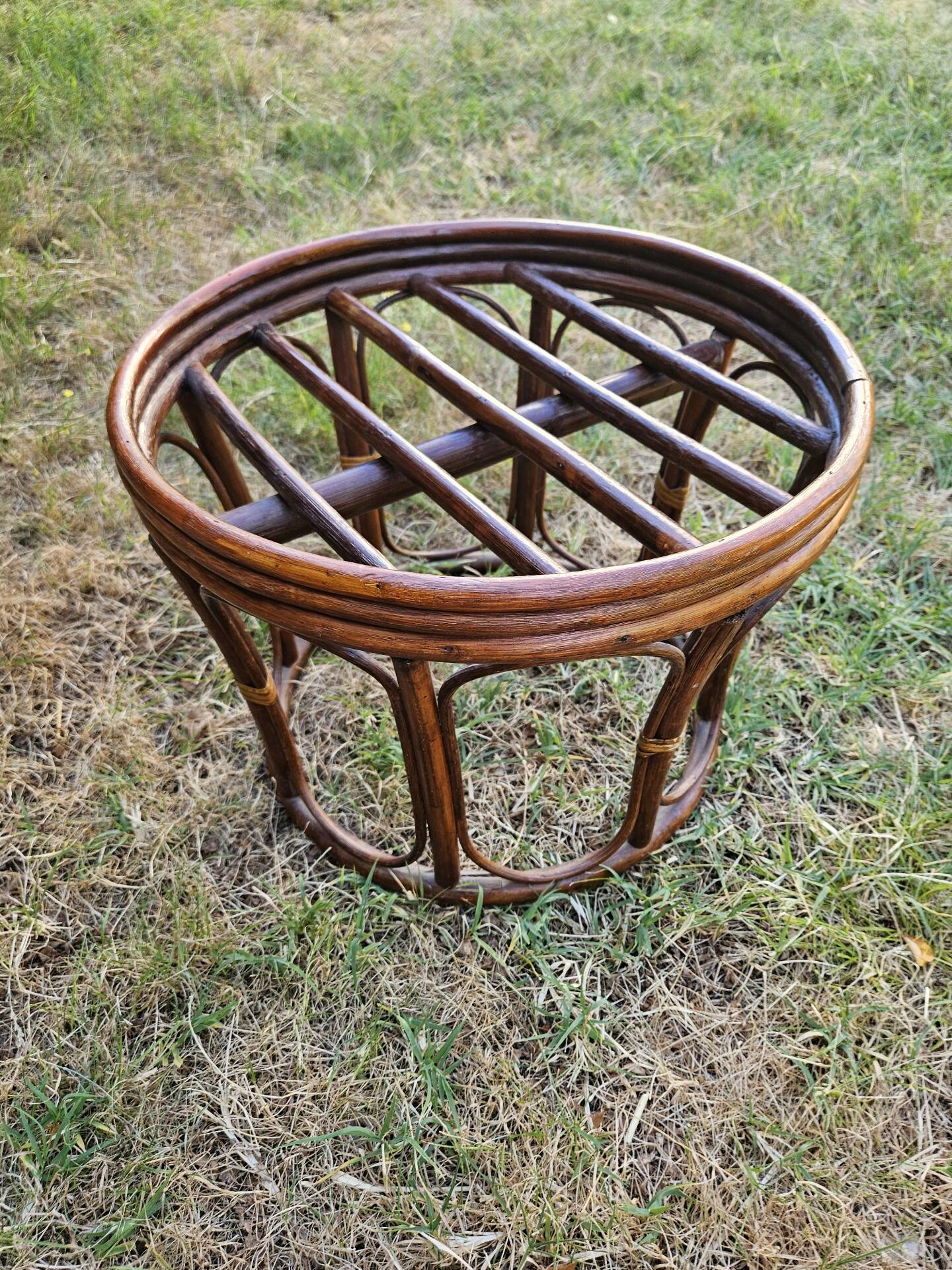 Bamboo and wicker stool: 80's