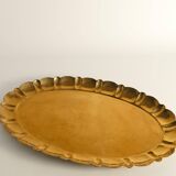 Hollywood Regency Large Oval Brass Tray by Firma Lars Holmström, Sweden 1940's