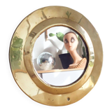 Round vintage brass mirror