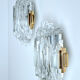 Pair of vintage wall lamps, glass and bronze gilded with fine gold