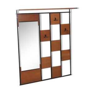 Vintage veneer wall coat rack with