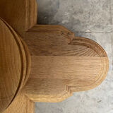 Massive oval monastery table made of bleached oak with turned legs