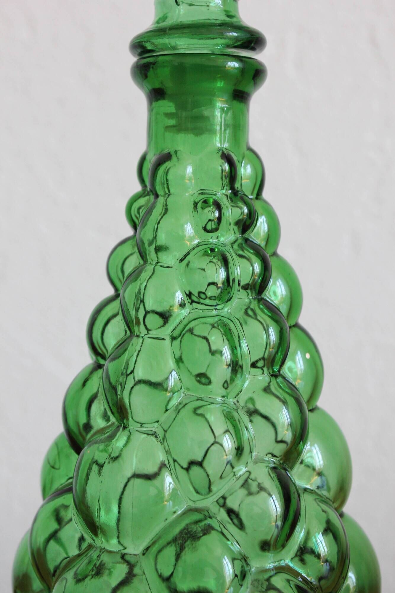Carafe Italian bottle in vintage green empoli glass
