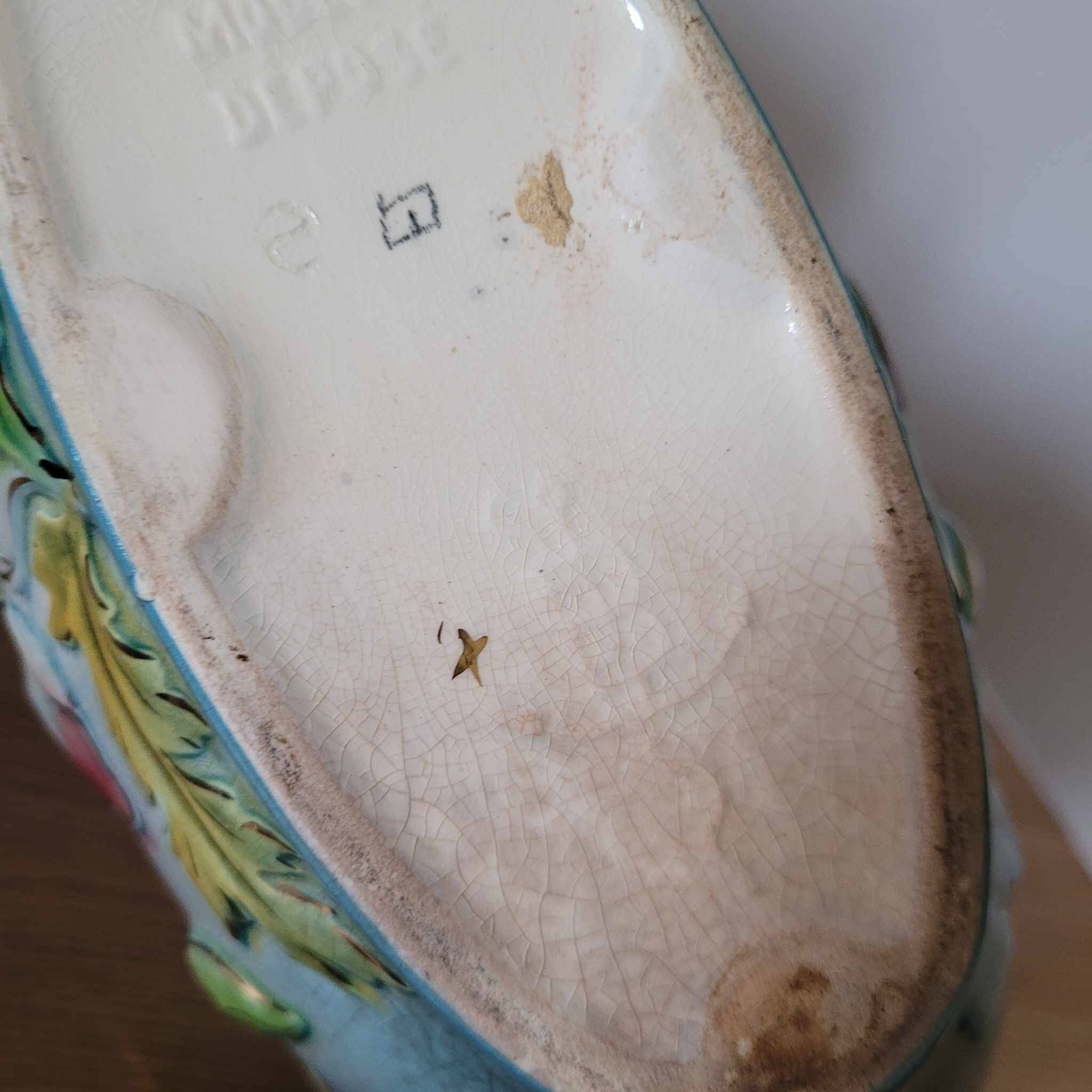 2 vases + Art Nouveau planter signed Gustave de Bruyn