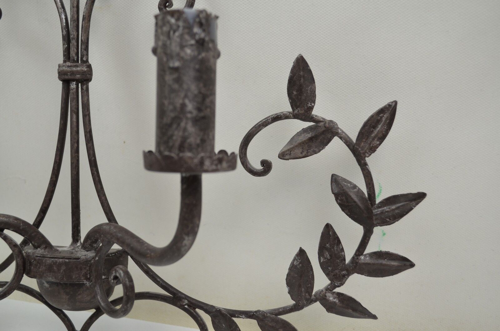 pair of grey patinated iron wall sconces