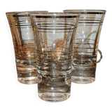 Ensemble de 3 Verres à Vin Cuit Art Déco - 1940 Certifié - Filets Dorés - French