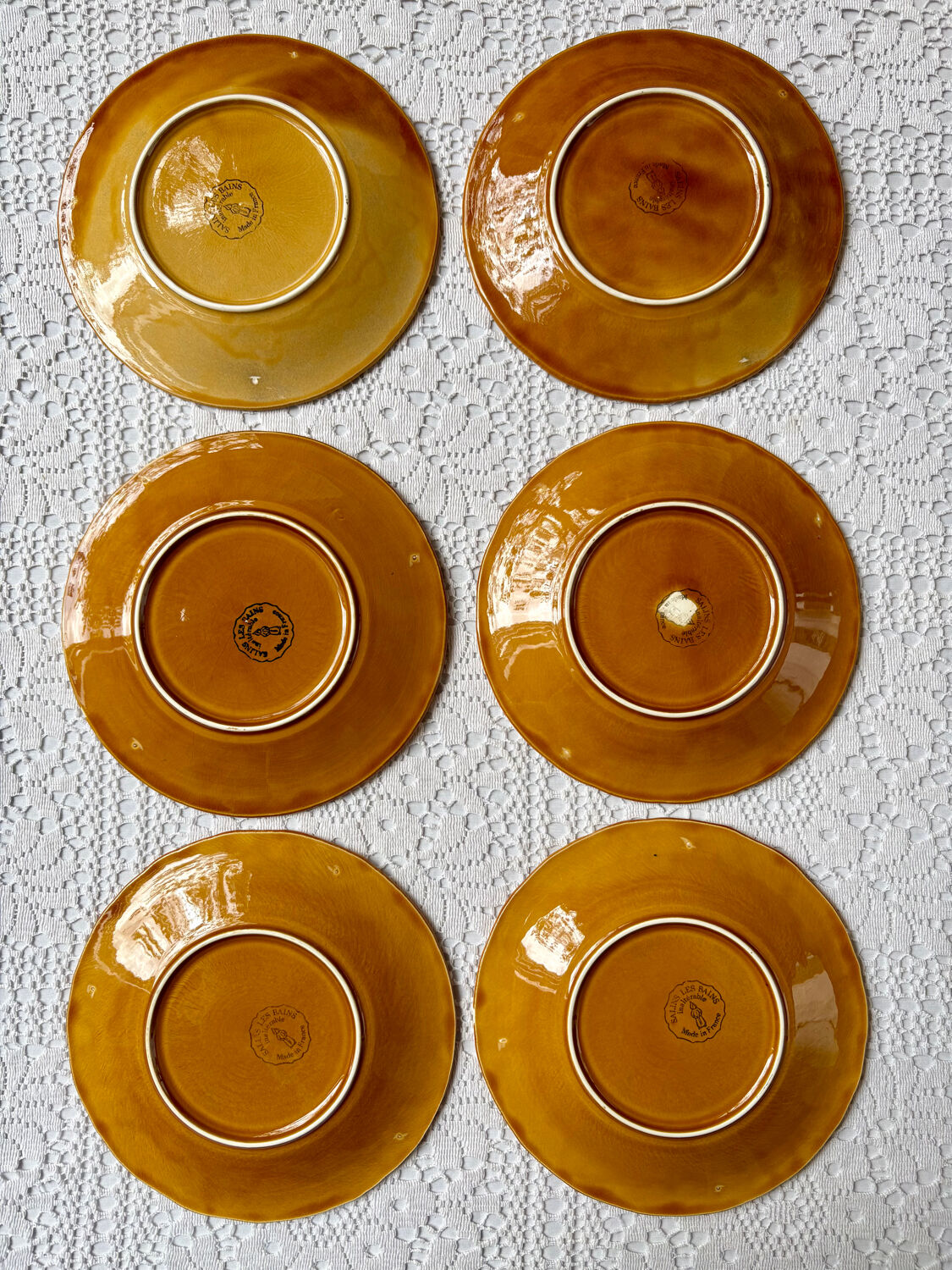 6 dessert plates barbotine Salins-les-Bains