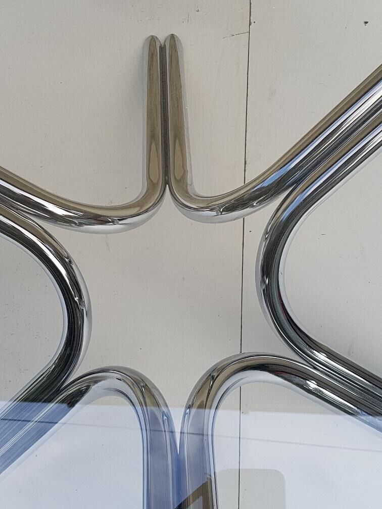 Chrome design coffee table and smoky glass 70s