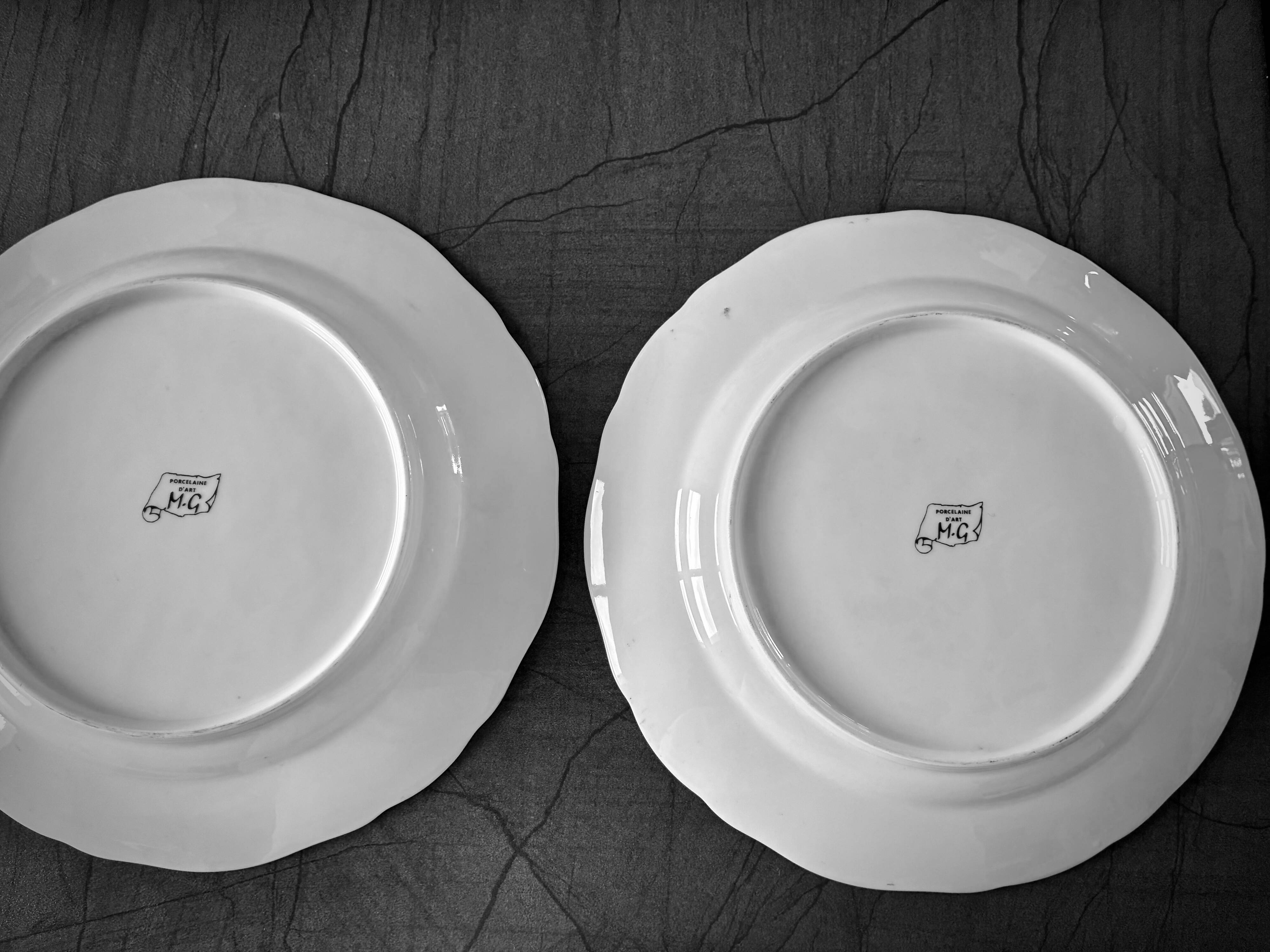 Vintage Limoges Porcelain Hunting Plates - Hand-Painted Equestrian x 2