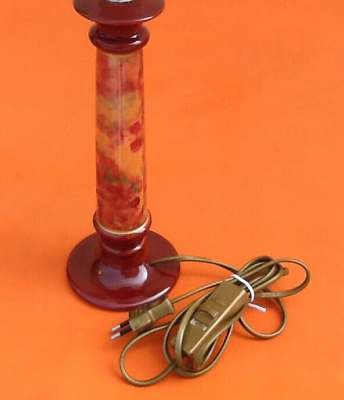 Lamp in marbled ceramic and polylobe glass lampshade