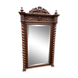 Renaissance style castle hunting mirror Louis XIII carved oak 1880
