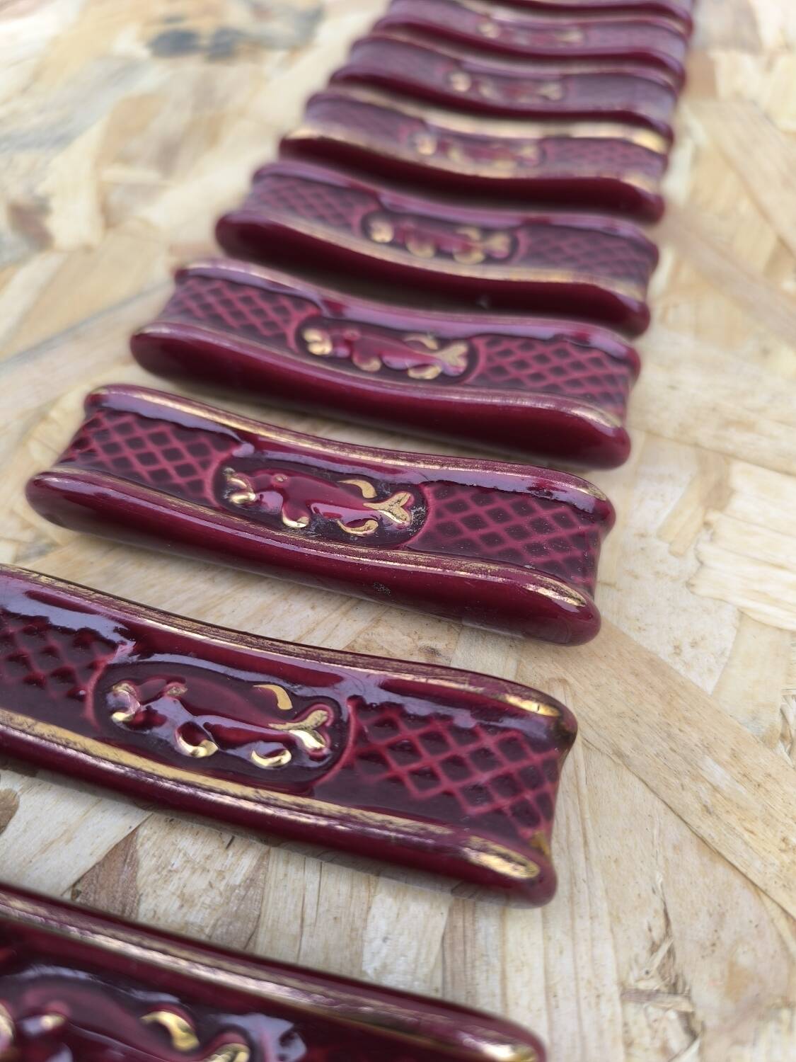 Set of 9 vintage earthenware knife holders