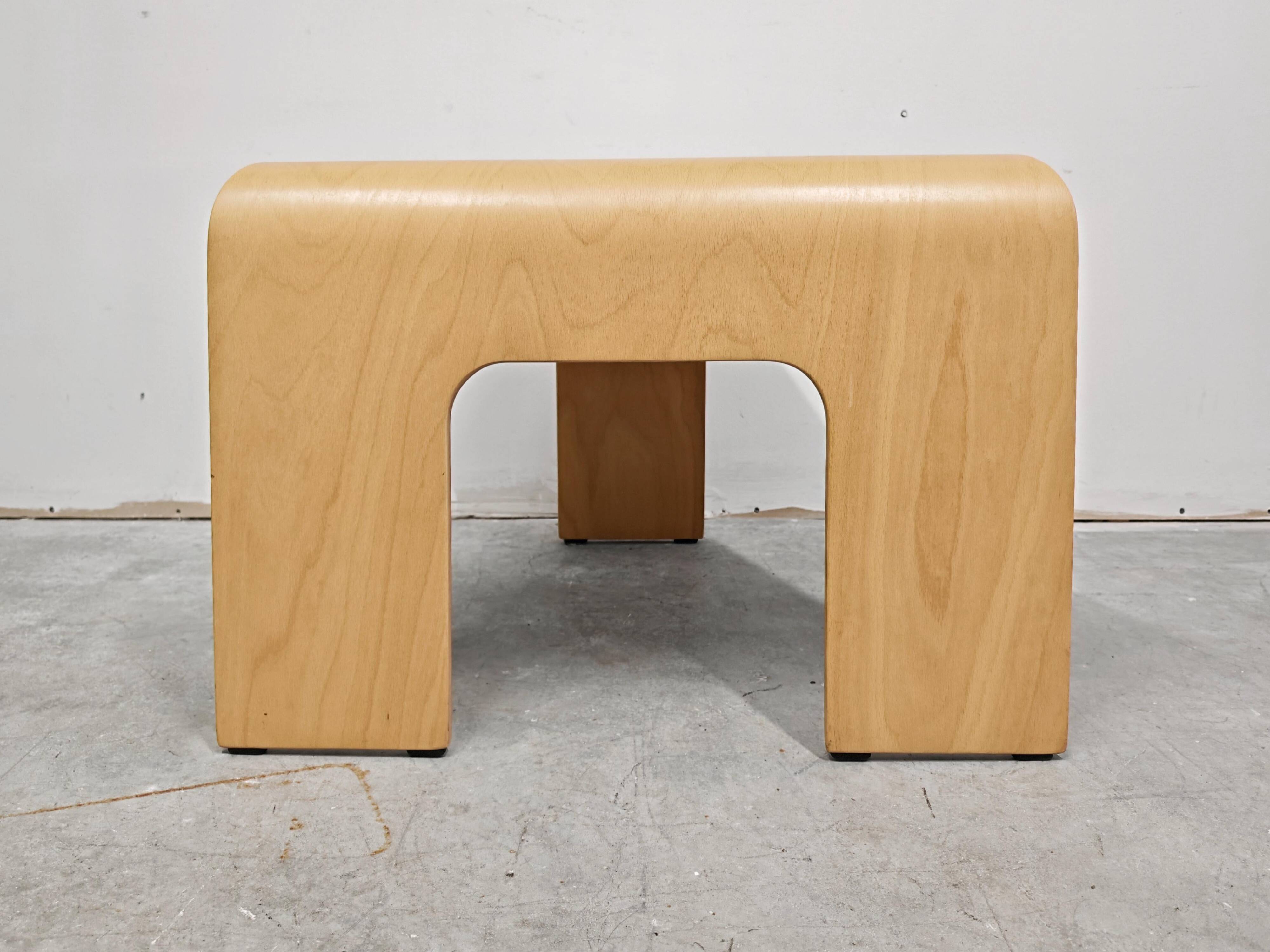 Postmodern side table made of beech plywood by Ekornes Stressless from the 1980s.