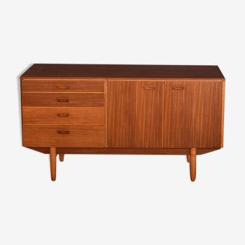 Restored Short Teak & Walnut 1960s Heals Retro Sideboard