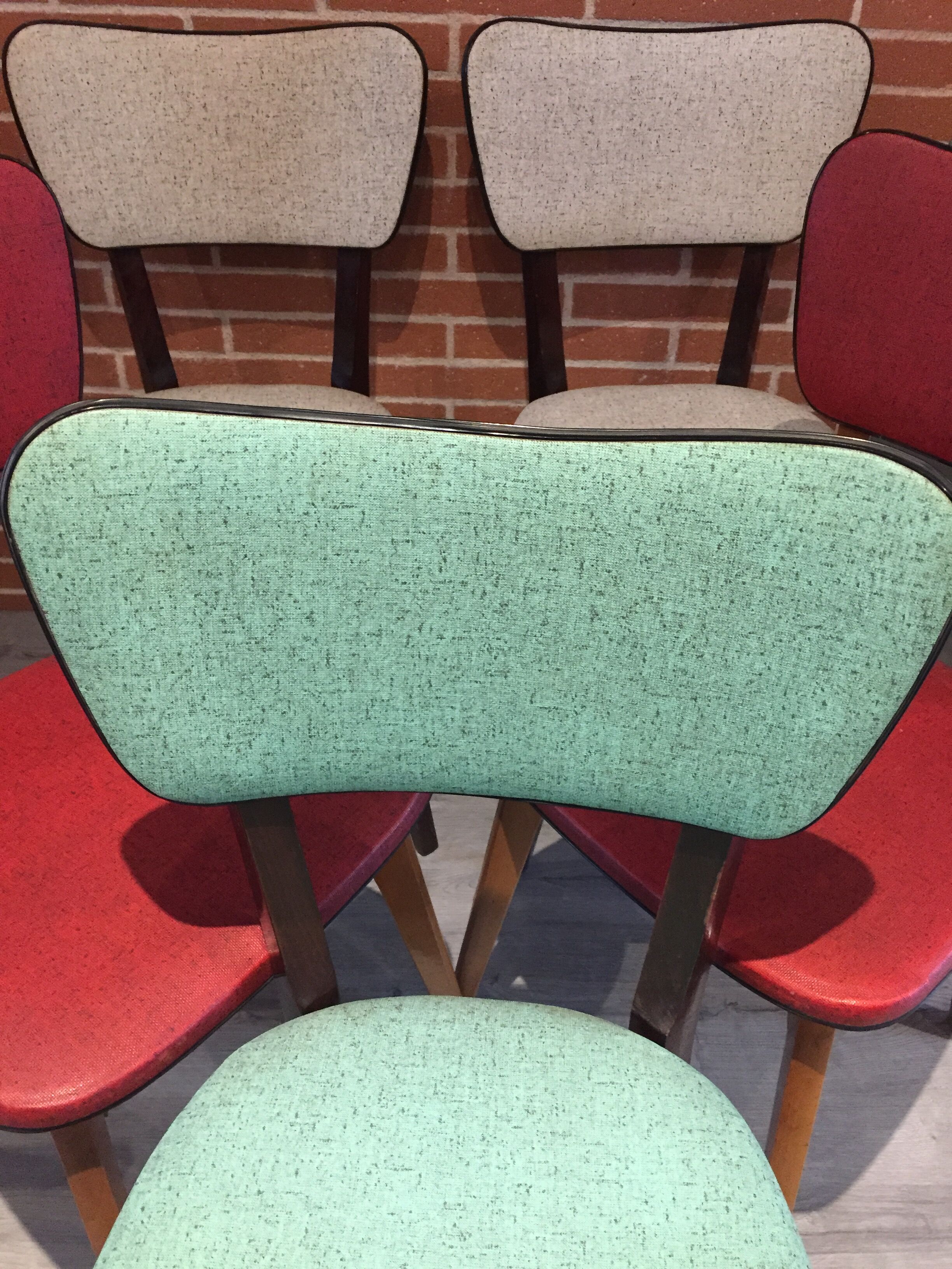 Suite of 6 vintage faux chairs