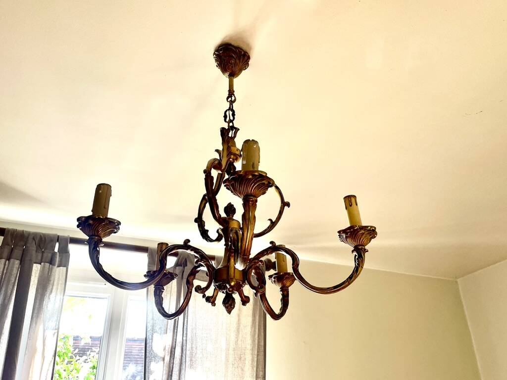 Golden bronze chandelier in Louis XV style