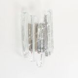 Single Midcentury ice glass wall lamp by Fischer Leuchten, Germany 1970's