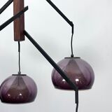Rare Large Vintage brass and plexiglass chandelier by Lampter Milano, Italy 1950s