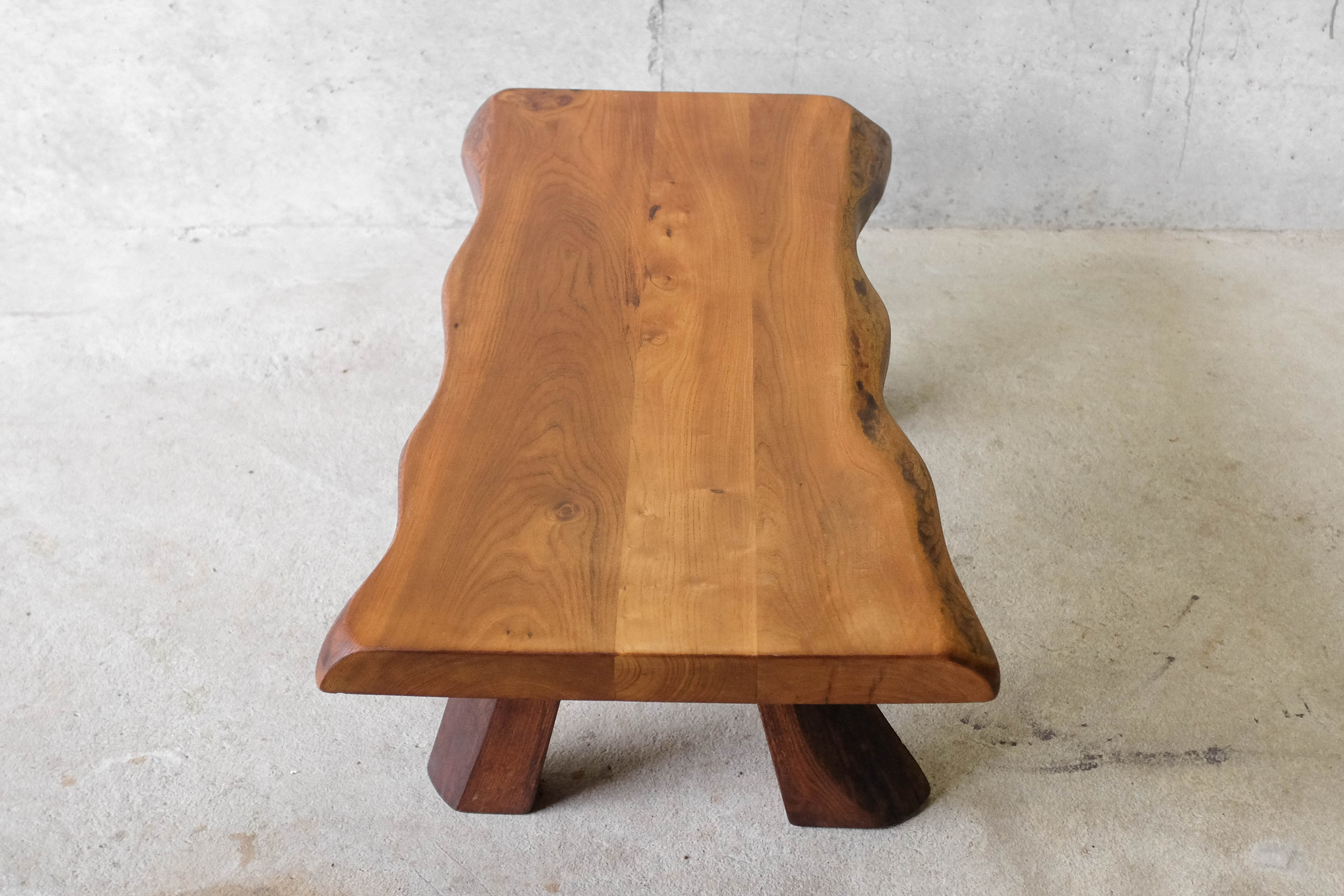 Free form coffee table in solid Elm-1970