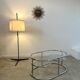 Vintage tubular coffee table glass top, Italian design of the 70s