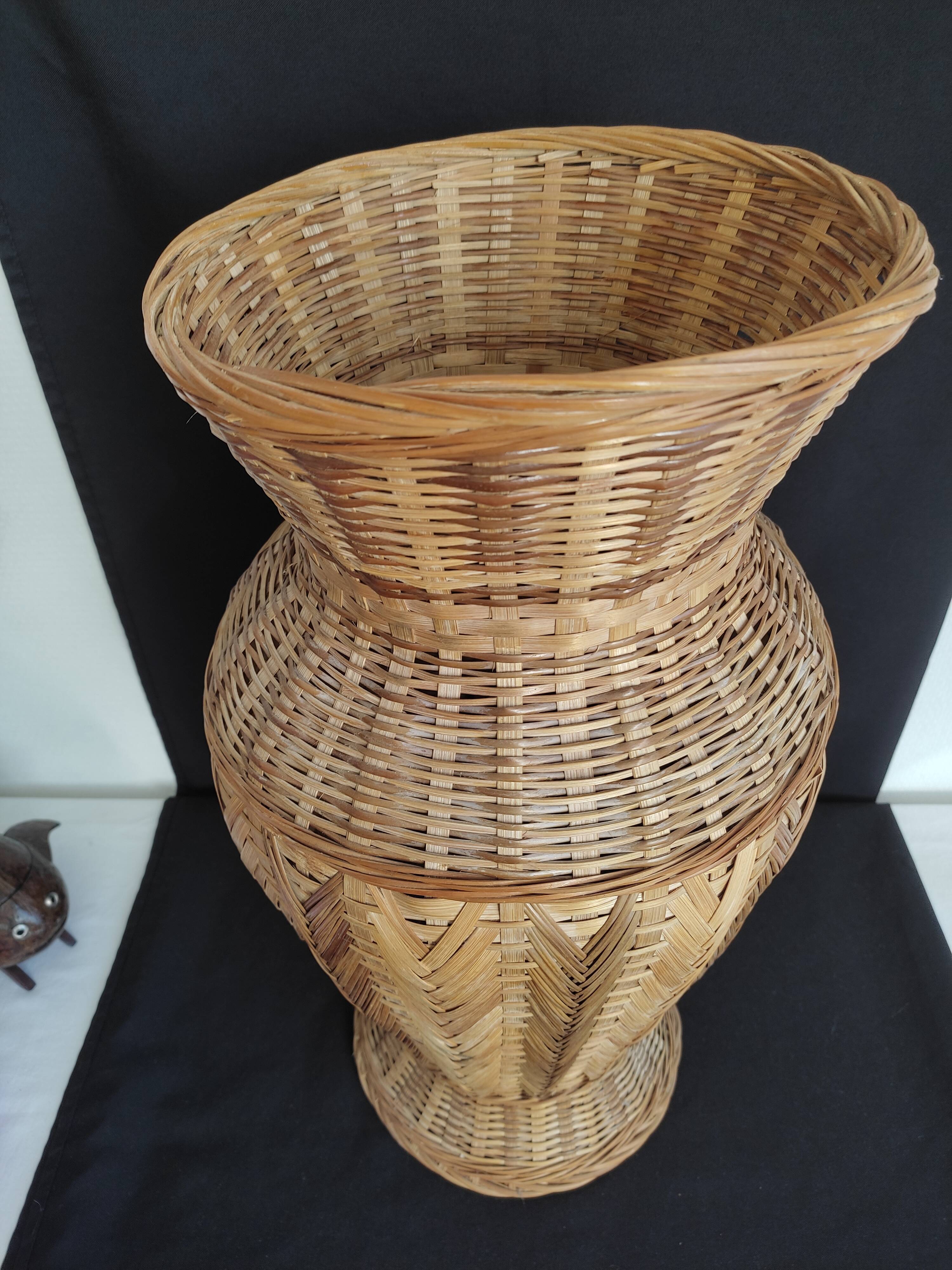 large braided bamboo vase