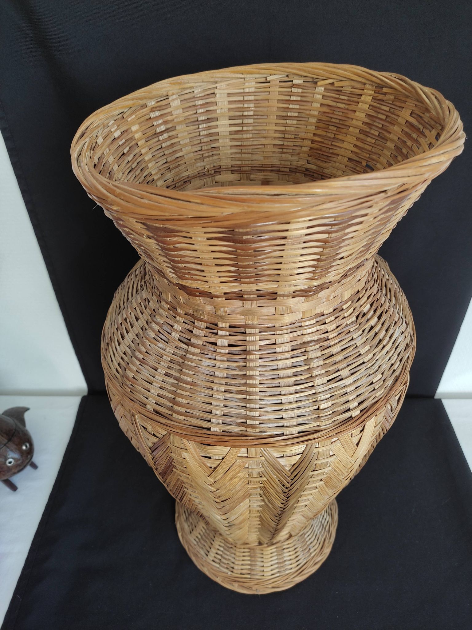 large braided bamboo vase
