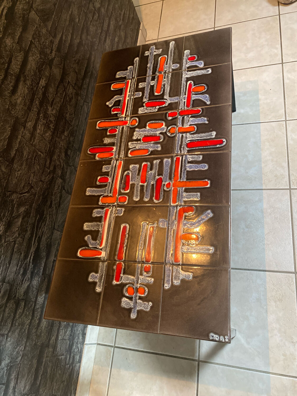 Ceramic coffee table signed Adri