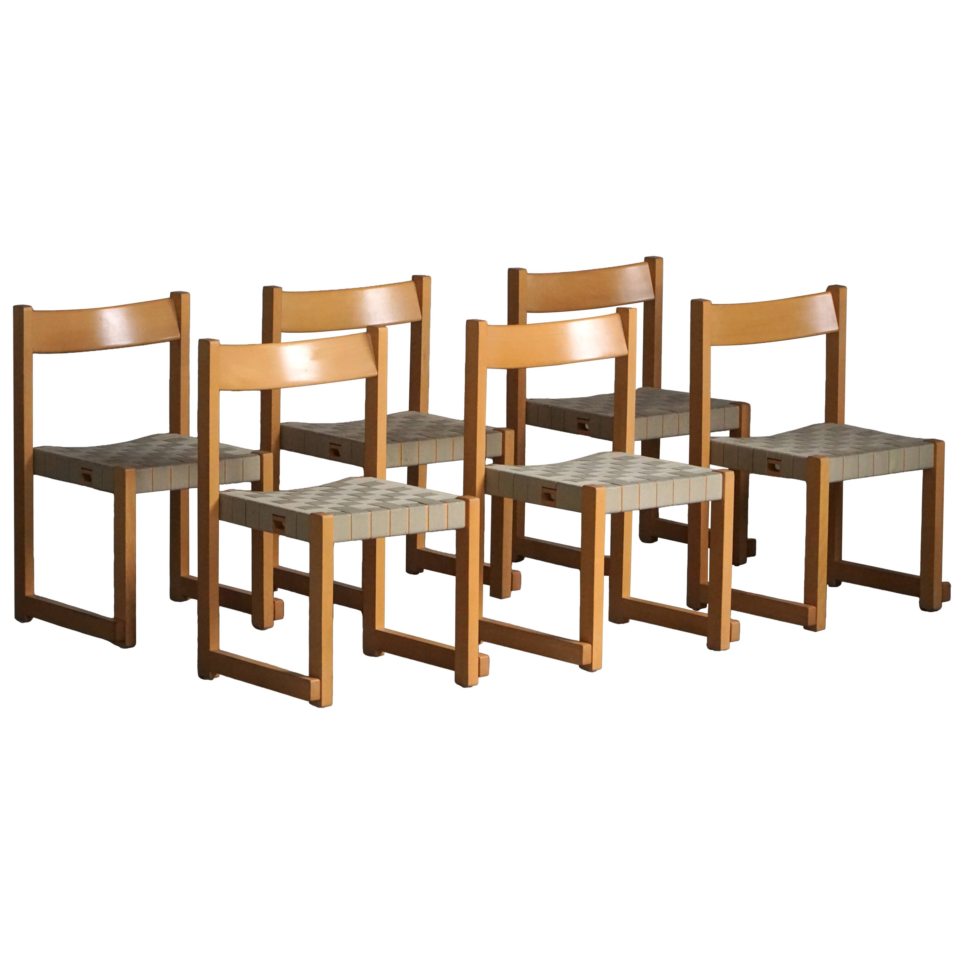 Hans J. Wegner, 'Koldinghus' chairs in beech with woven seat, set of 6, 1988