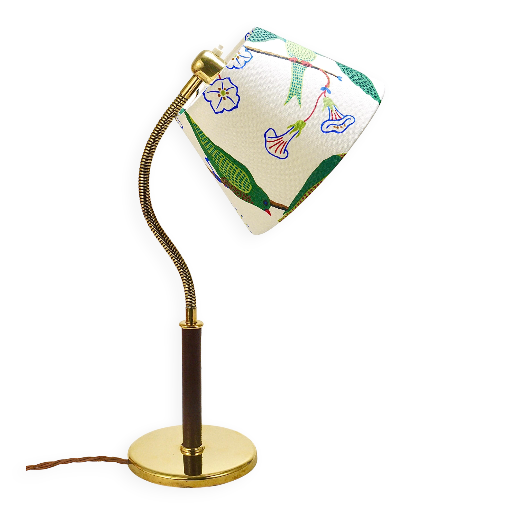 Table Lamp Josef Frank J.T. Kalmar Table Everywhere, Brass & Leather, Austria, 1930