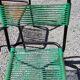 Set of 4 chairs scoubidou green and orange tubes metal black from the 60s