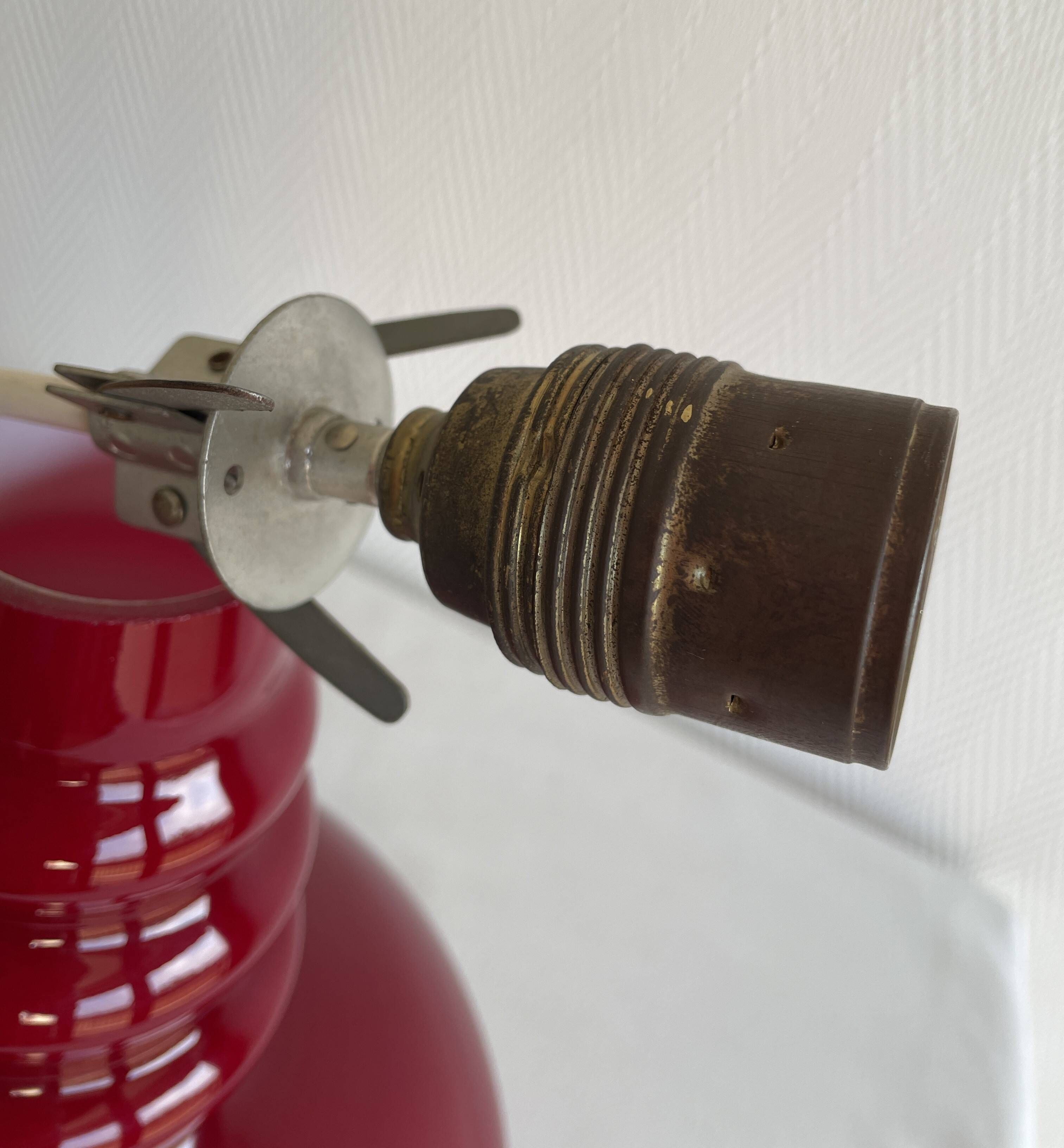 Peill & Putzler red opaline pendant lamp, 1960s and 1970s