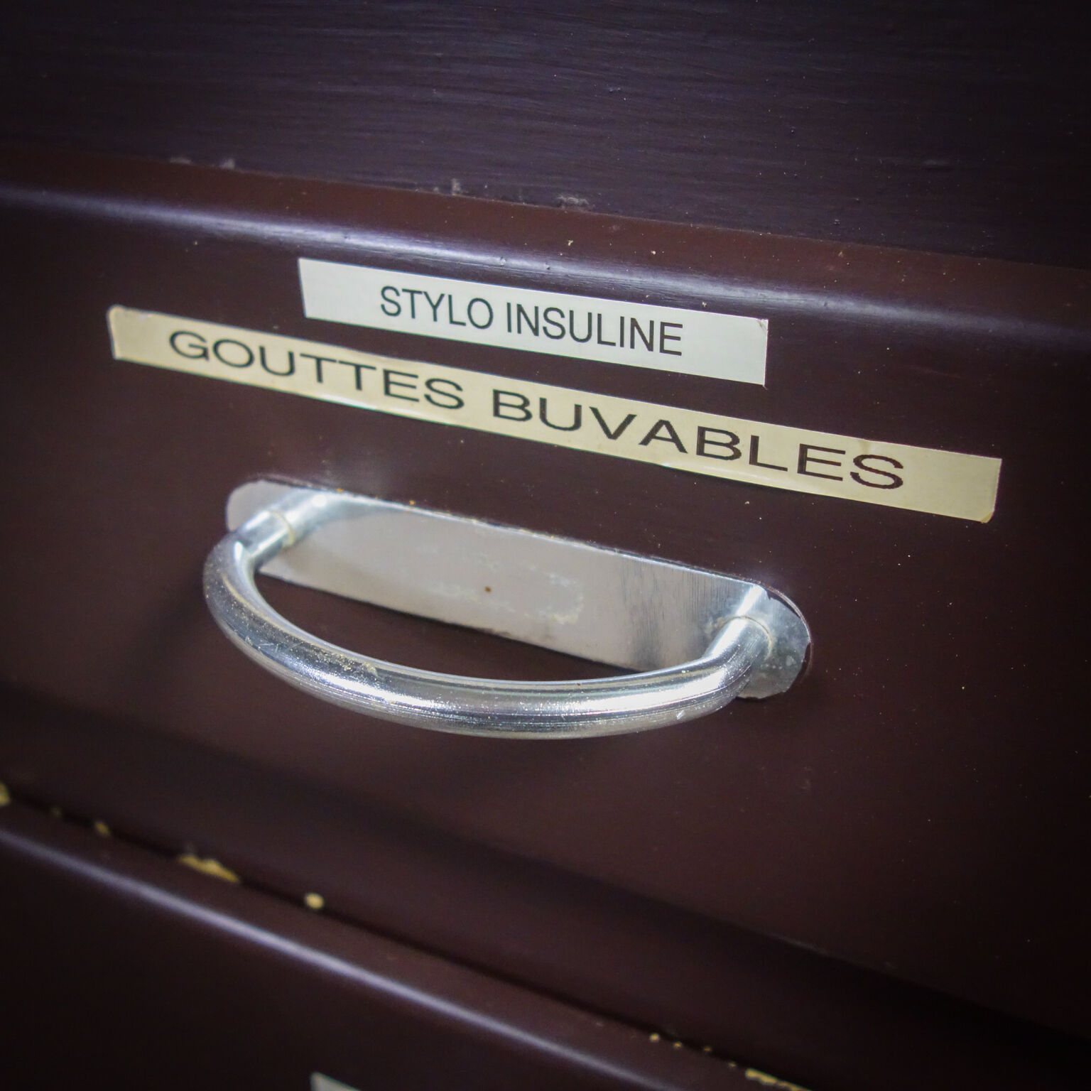 Medical display cabinet with drawers 1950