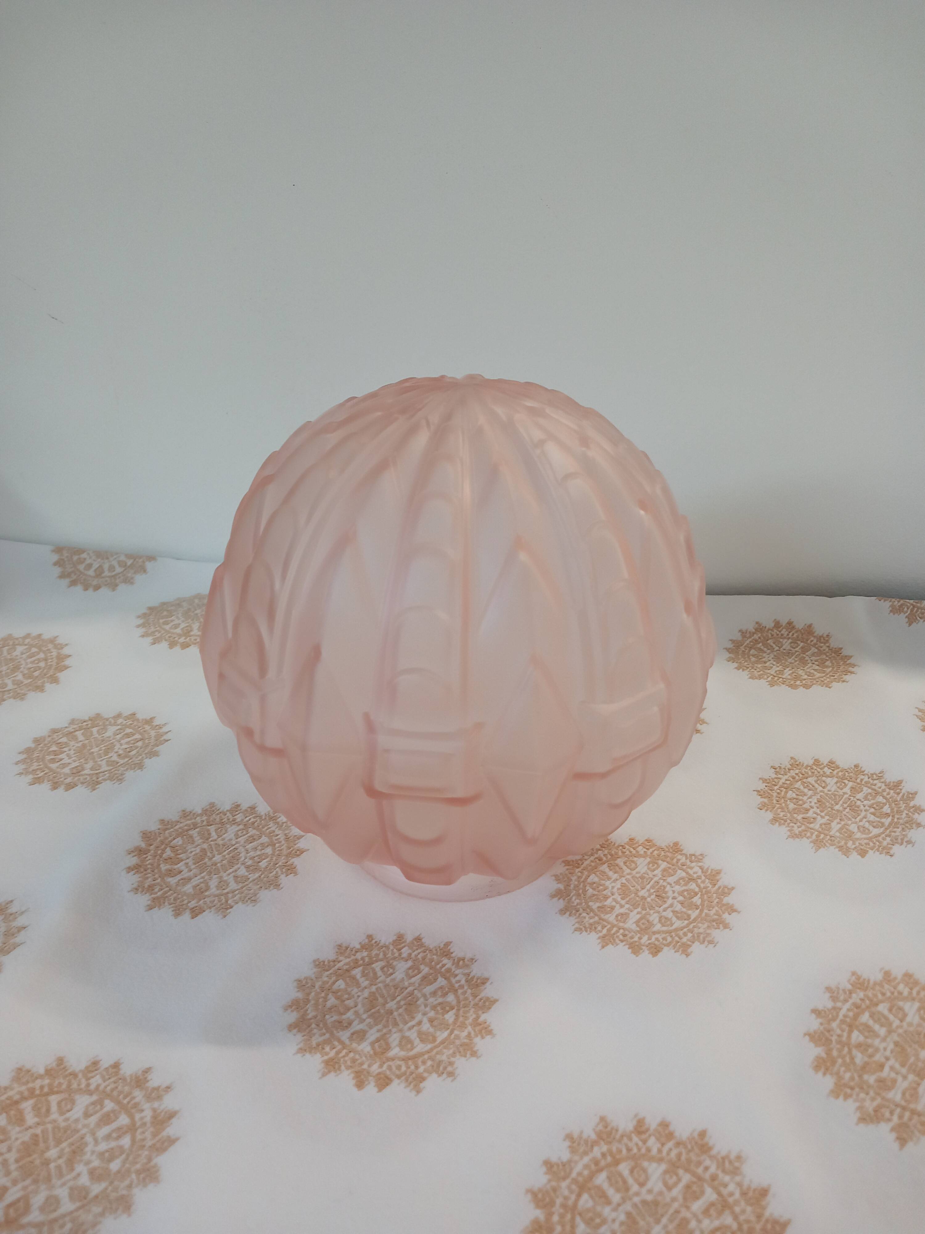 Old pale pink pressed glass globe