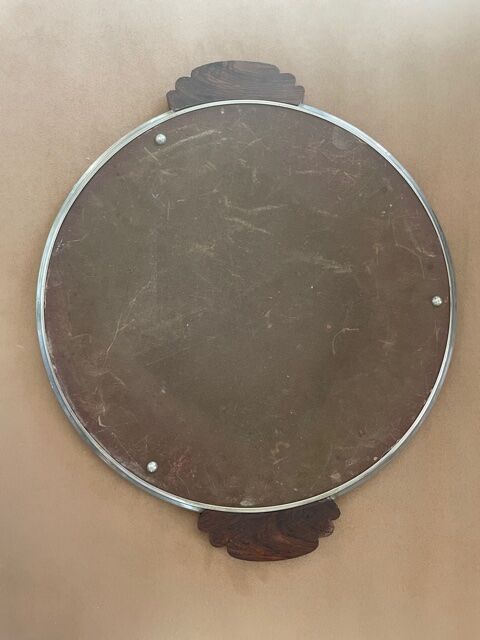 Plateau Art deo wood and silver metal