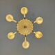Venetian chandelier in gilded Murano glass with reticello pattern, 6 light arms, circa 1950
