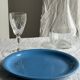 Set of 2 sky blue plates, one slotted