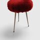 Tabouret tripode vintage "Moumoute" rouge – Pelfran – Années 60