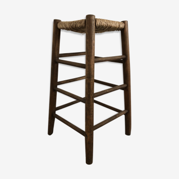 Tabouret haut bois midcentury