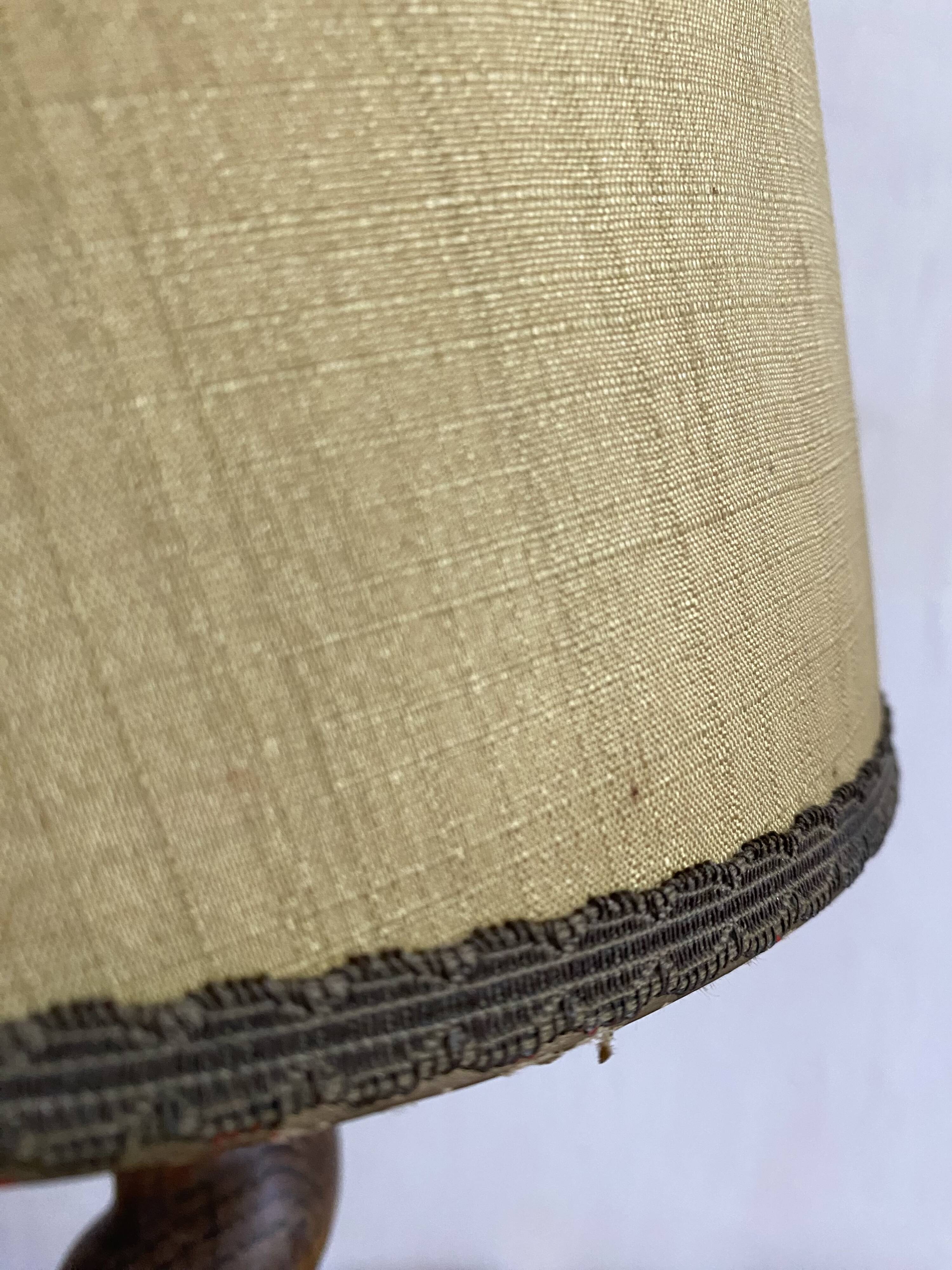 Antique lamp in twisted turned wood