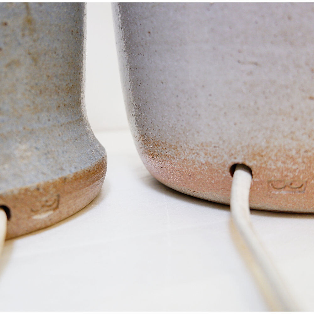 Pair of vintage ceramic table lamps with a two-tone finish - 1980s