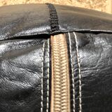 Moroccan pouf black leather