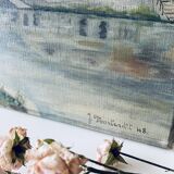 Oil on canvas the Seine dated and signed