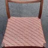 Chaise scandinave en bois palissandre 1960 / 1970 et tissu carreaux marron vintage