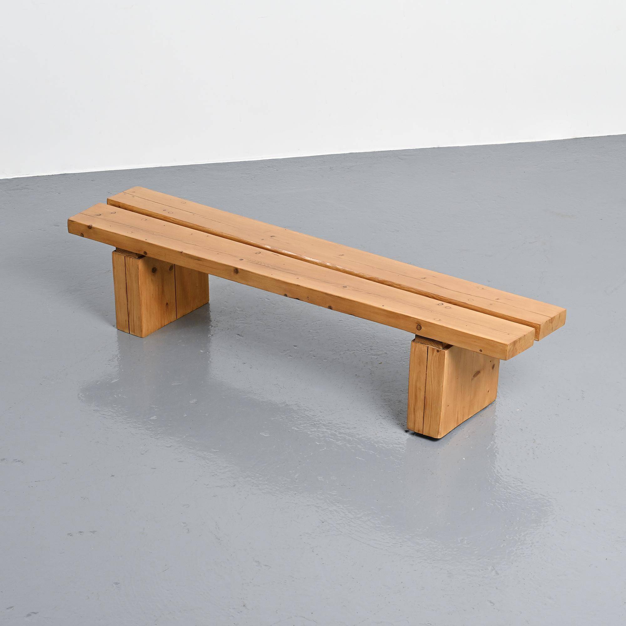 Pine bench from the La Rive residence, Arc 1600, France, circa 1970.