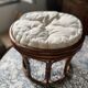 Pouf rattan stool from the 70s.