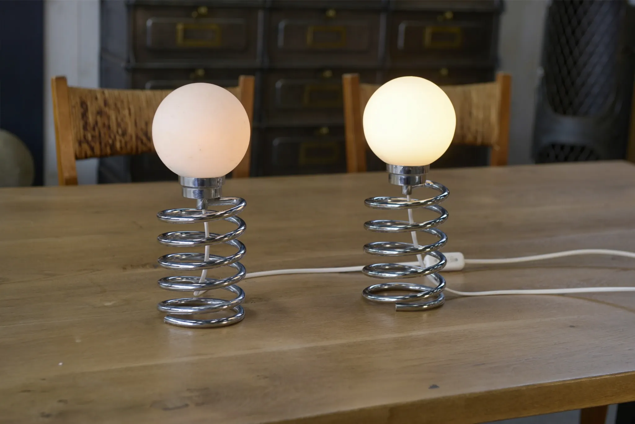 Pair of designer lamps model Spring by Ingo Maurer 20th century